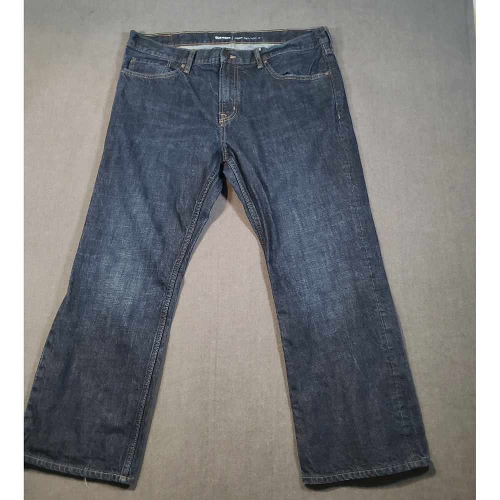 Old Navy Boot Cut Jeans Mens 40x30 Dark Wash Denim Semi-Fitted Frayed Hem